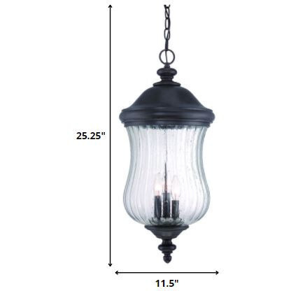 Xl Three Light Matte Black Urn Shaped Hanging Light