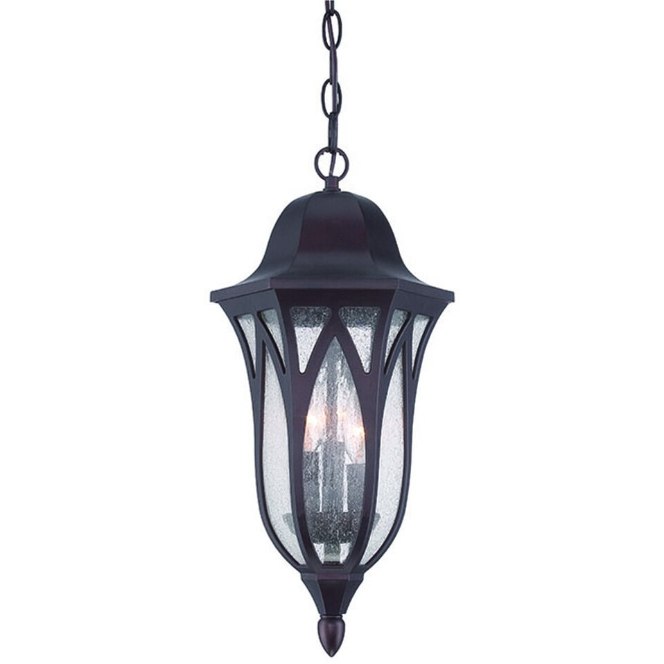 Matte Black Geometric Glass Hanging Light