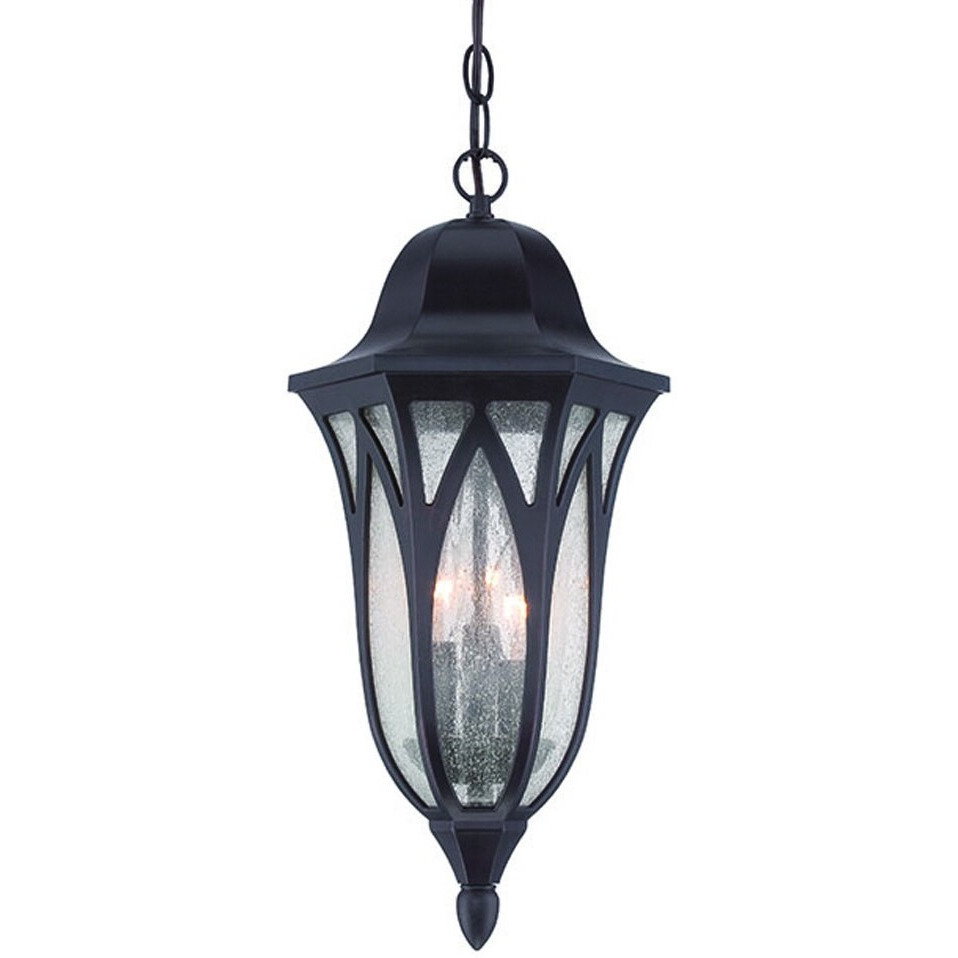 Antique Bronze Geometric Glass Hanging Light