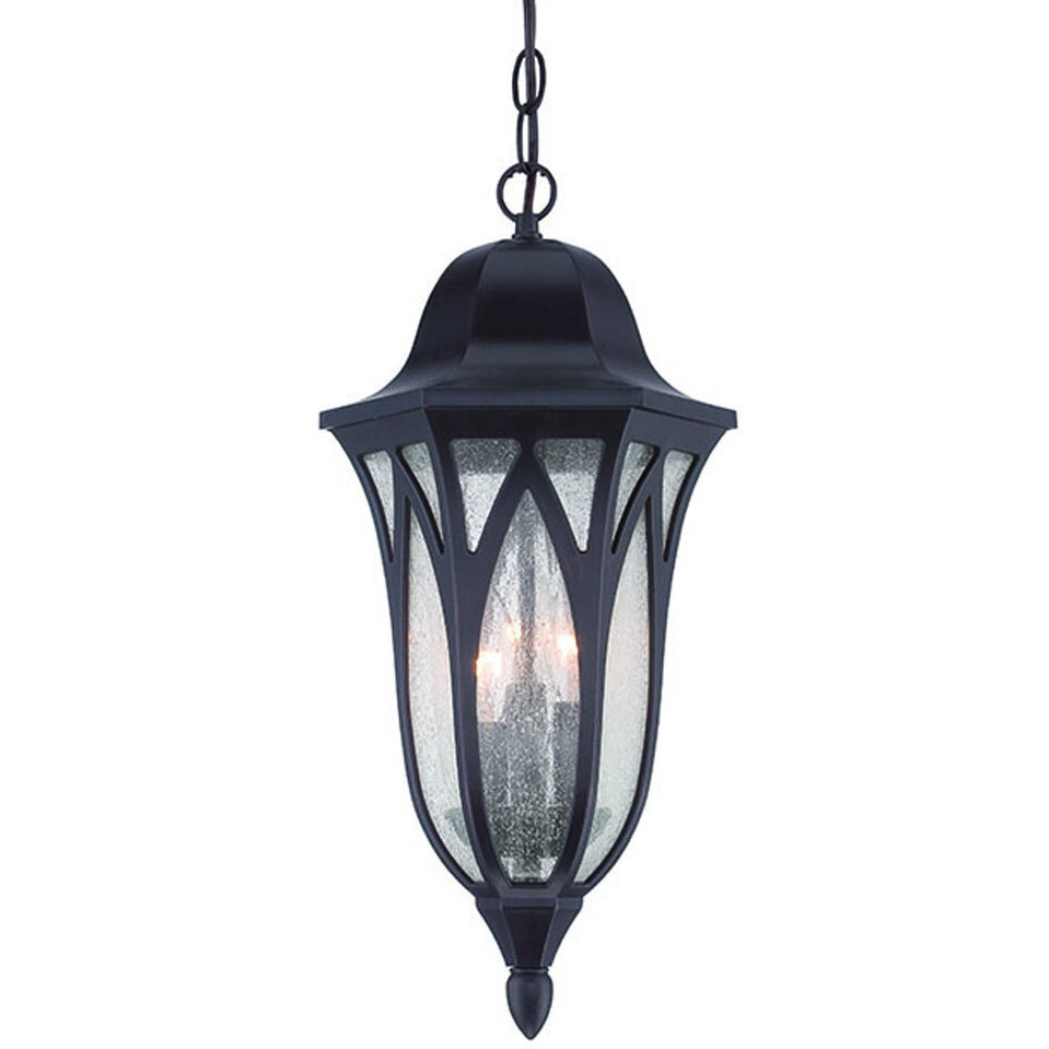 Antique Bronze Geometric Glass Hanging Light