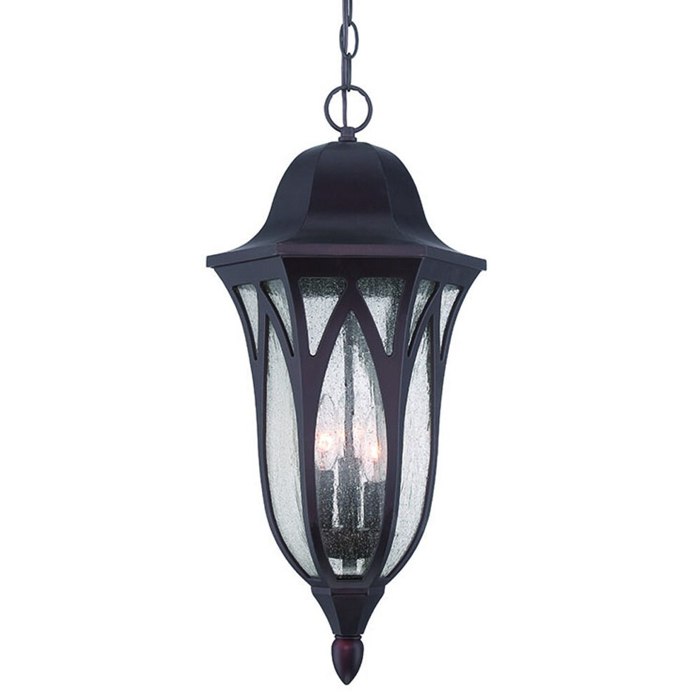 Xl Matte Black Geometric Glass Hanging Light