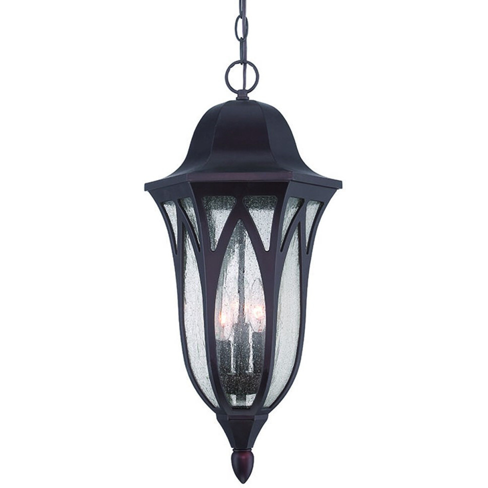 Xl Matte Black Geometric Glass Hanging Light