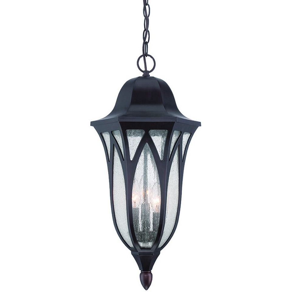 Xl Antique Bronze Geometric Glass Hanging Light