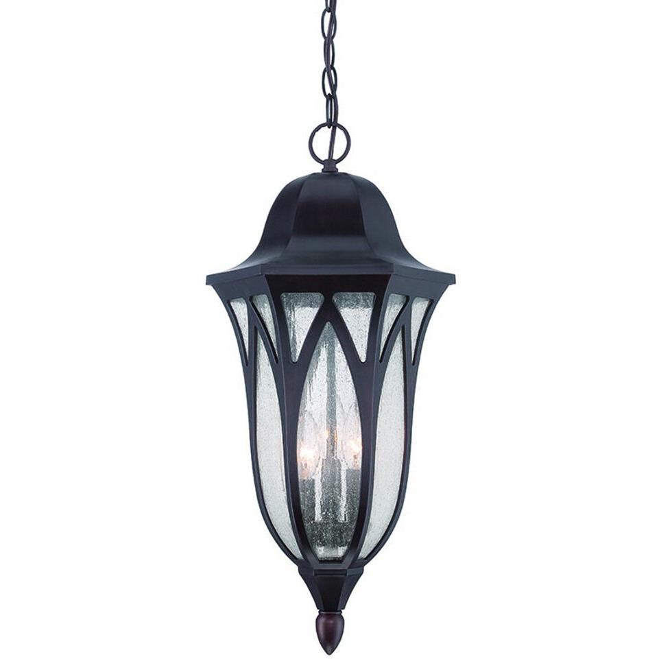 Xl Antique Bronze Geometric Glass Hanging Light