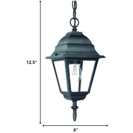 Matte Black Beveled Glass Outdoor Hanging Light