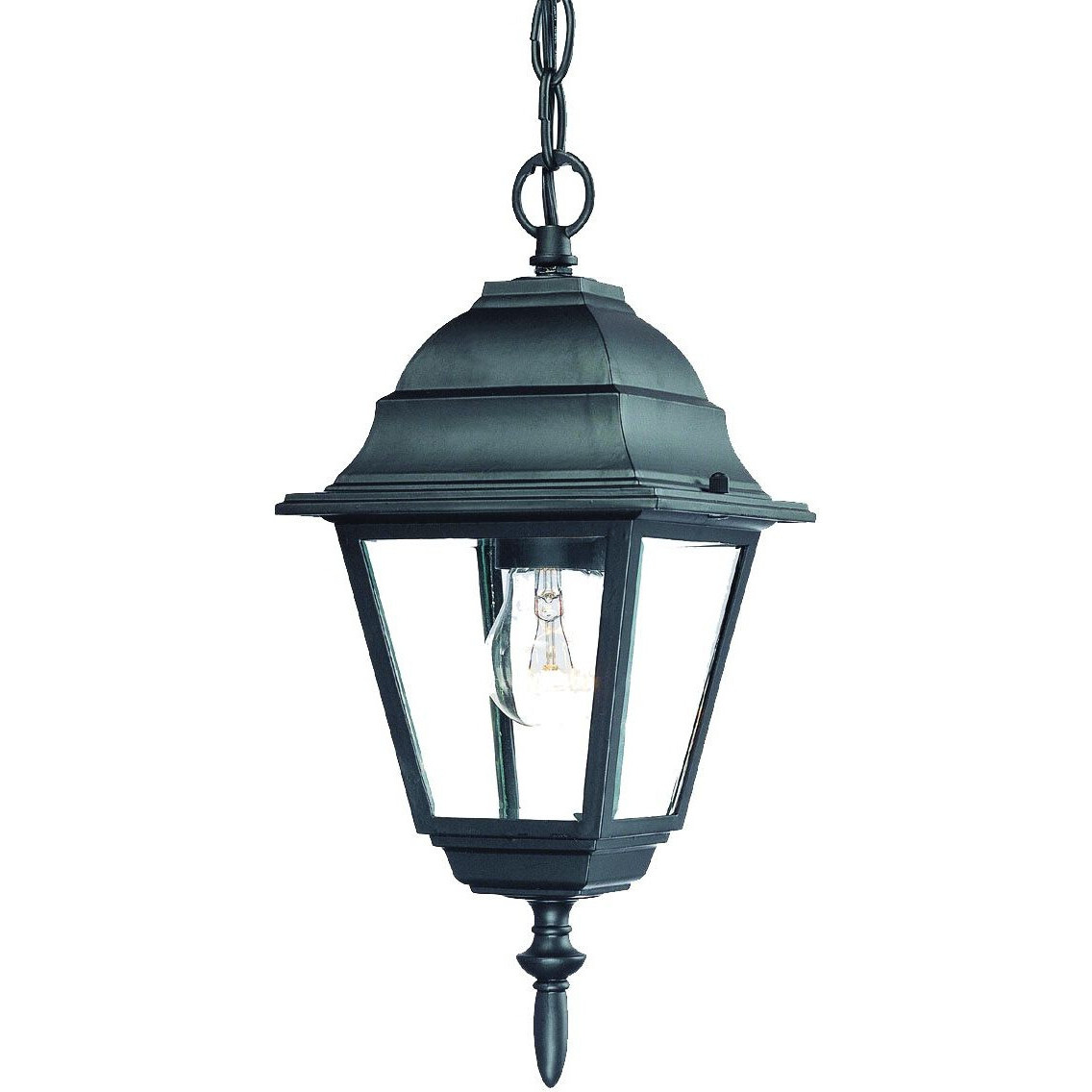 Matte Black Beveled Glass Outdoor Hanging Light