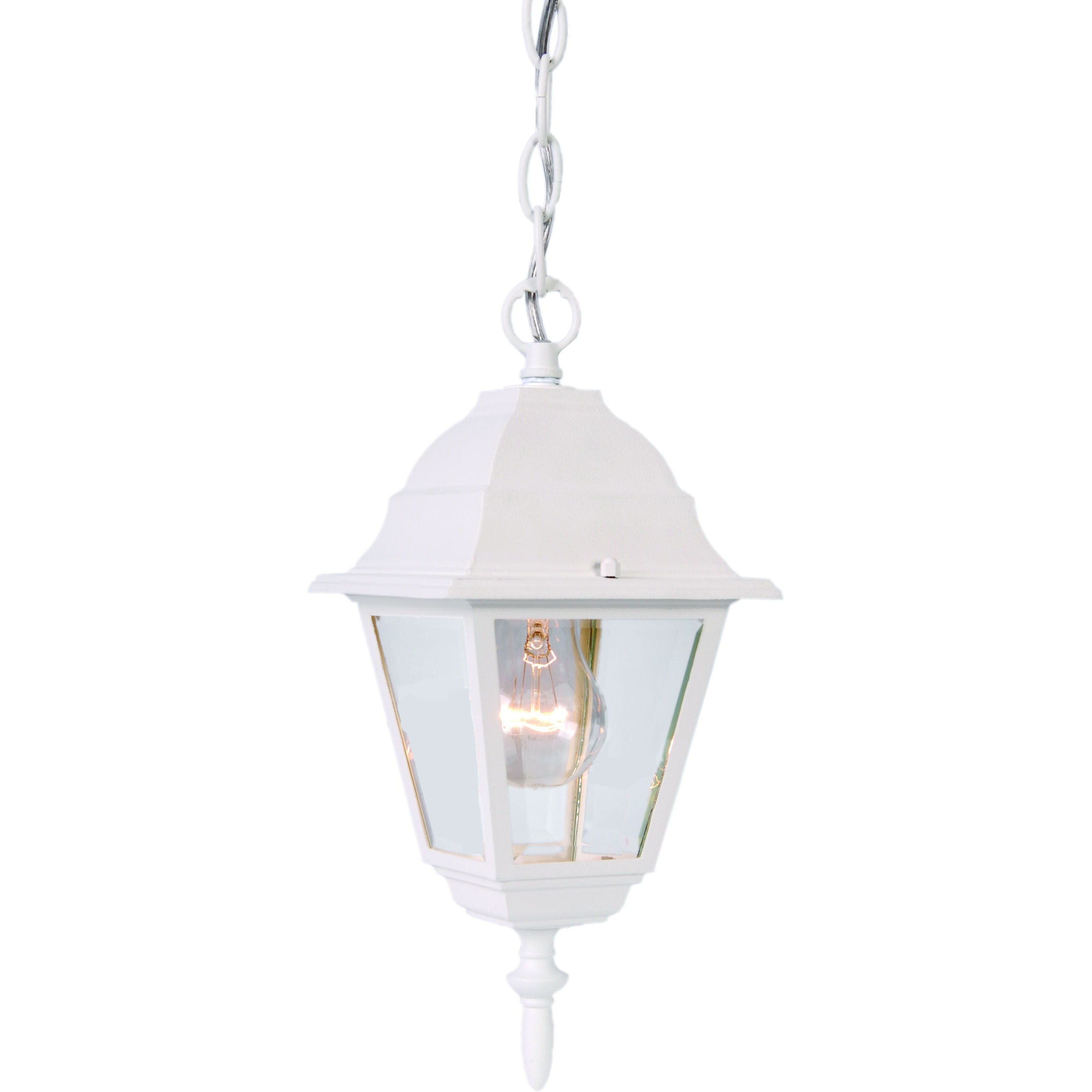 Distressed White Beveled Glass Outdoor Hanging Light