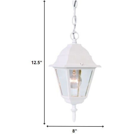 Distressed White Beveled Glass Outdoor Hanging Light
