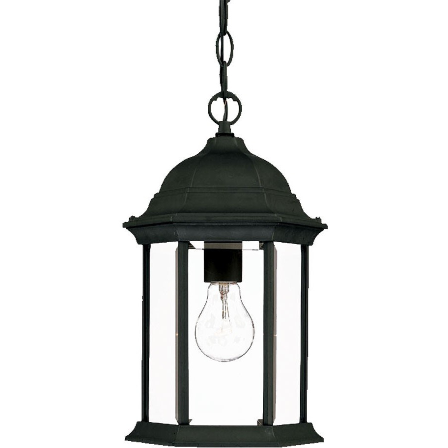 Matte Black Glass Lantern Hanging Light