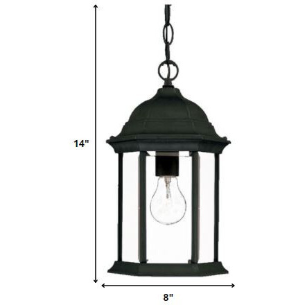 Matte Black Glass Lantern Hanging Light