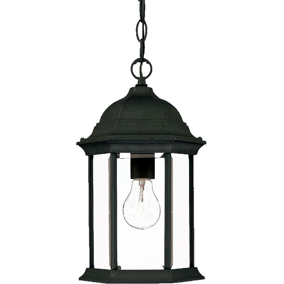 Matte Black Glass Lantern Hanging Light