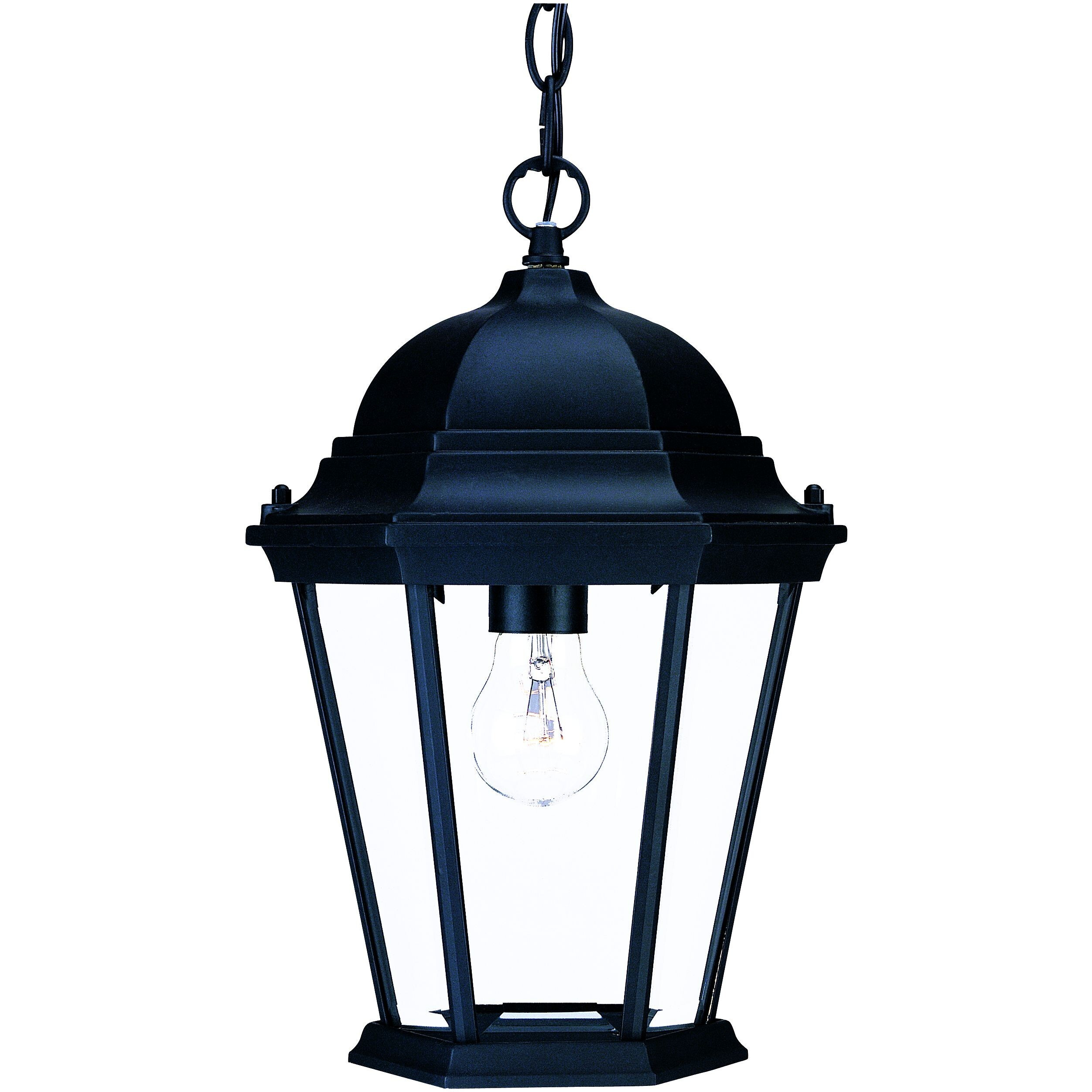 Matte Black Domed Glass Lantern Hanging Light