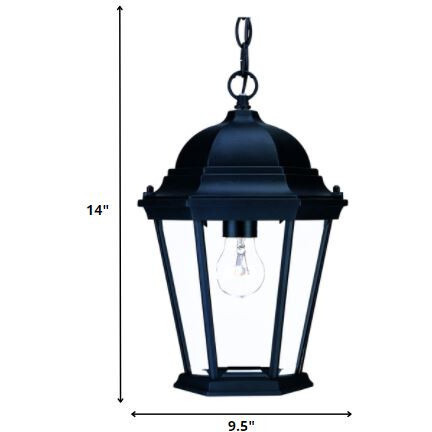 Matte Black Domed Glass Lantern Hanging Light