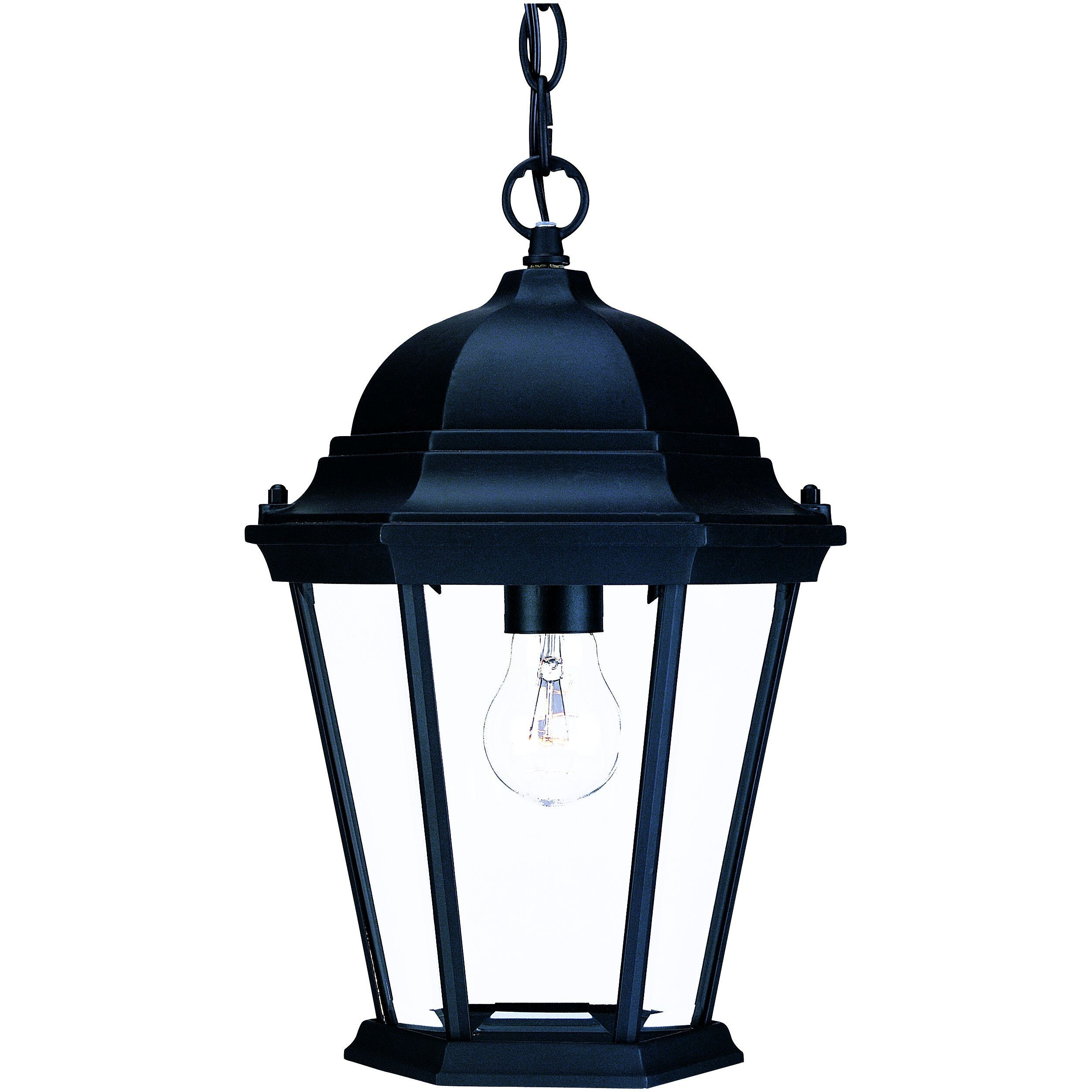 Matte Black Domed Glass Lantern Hanging Light