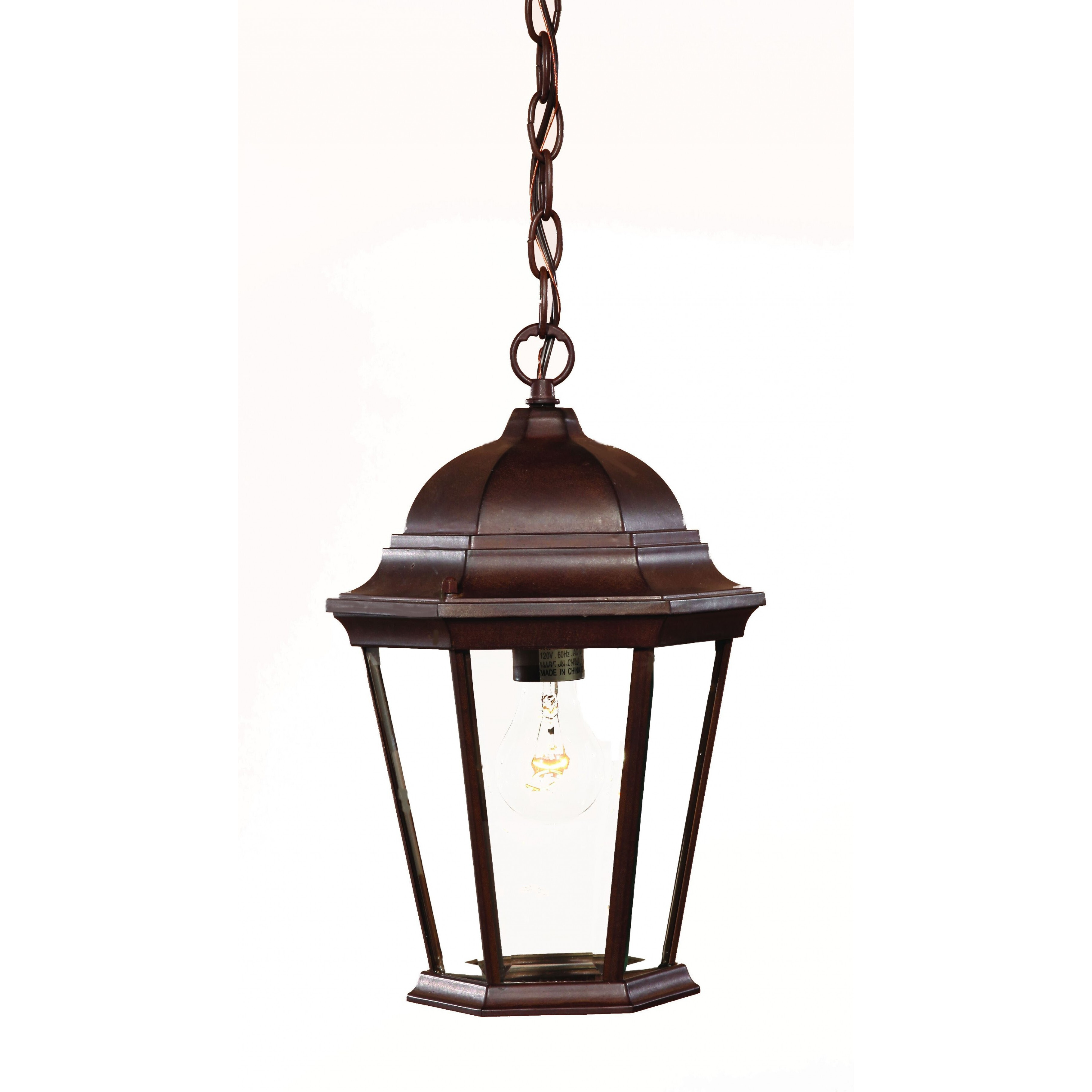 Dark Brown Domed Glass Lantern Hanging Light