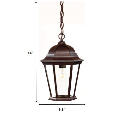 Dark Brown Domed Glass Lantern Hanging Light