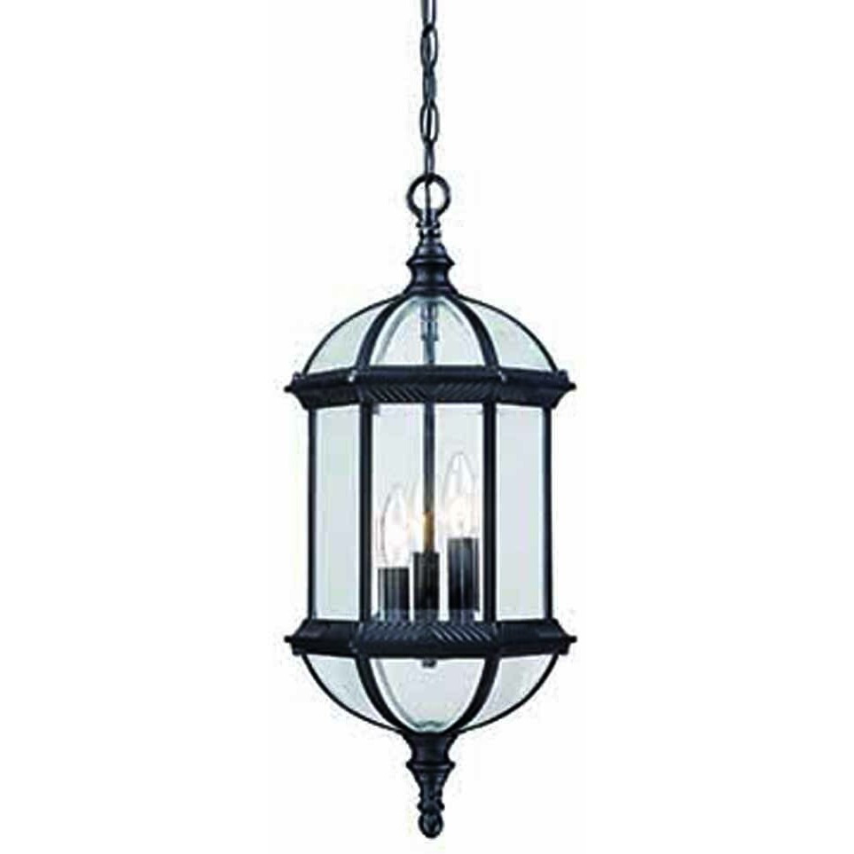Three Light Matte Black Eastern Lantern Hanging Light