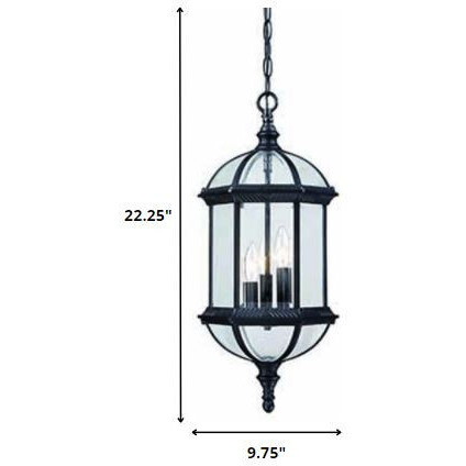 Three Light Matte Black Eastern Lantern Hanging Light