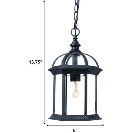 Matte Black Cage Hanging Light