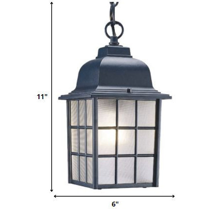 Matte Black Window Pane Lantern Hanging Light