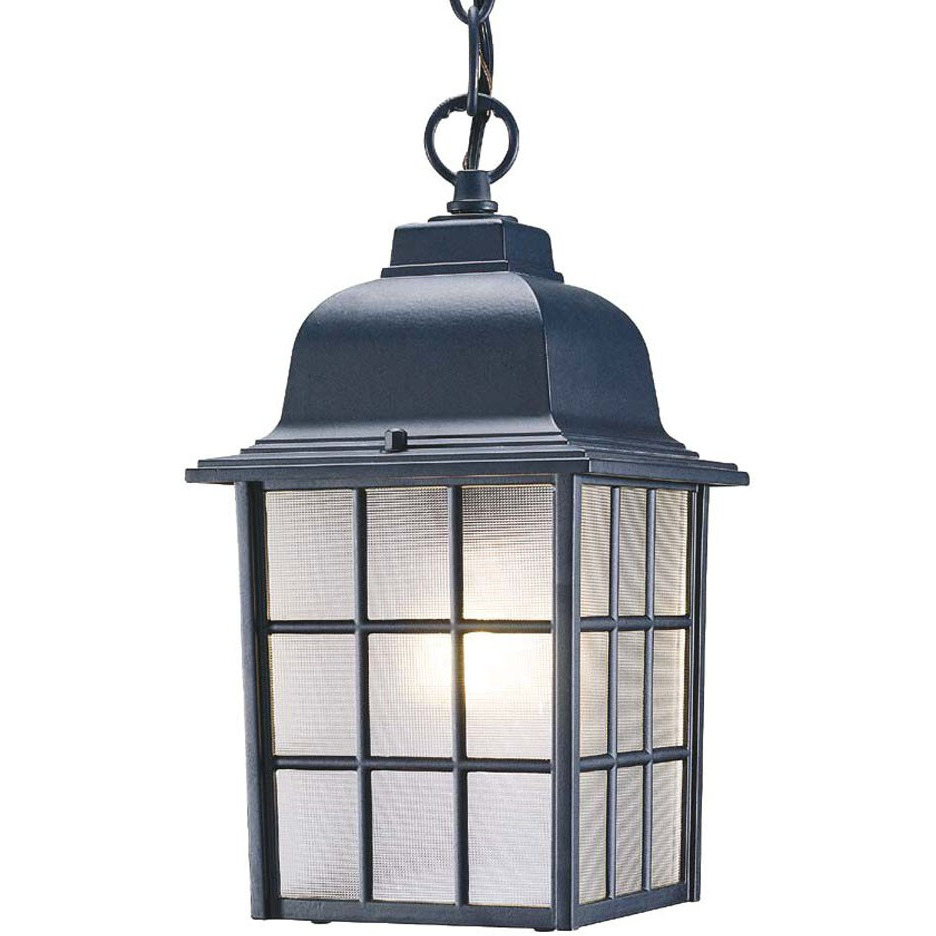 Matte Black Window Pane Lantern Hanging Light