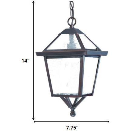 Antique Bronze Glass Hanging Lantern Light
