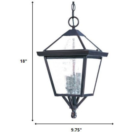 Three Light Bronze Glass Hanging Lantern Light
