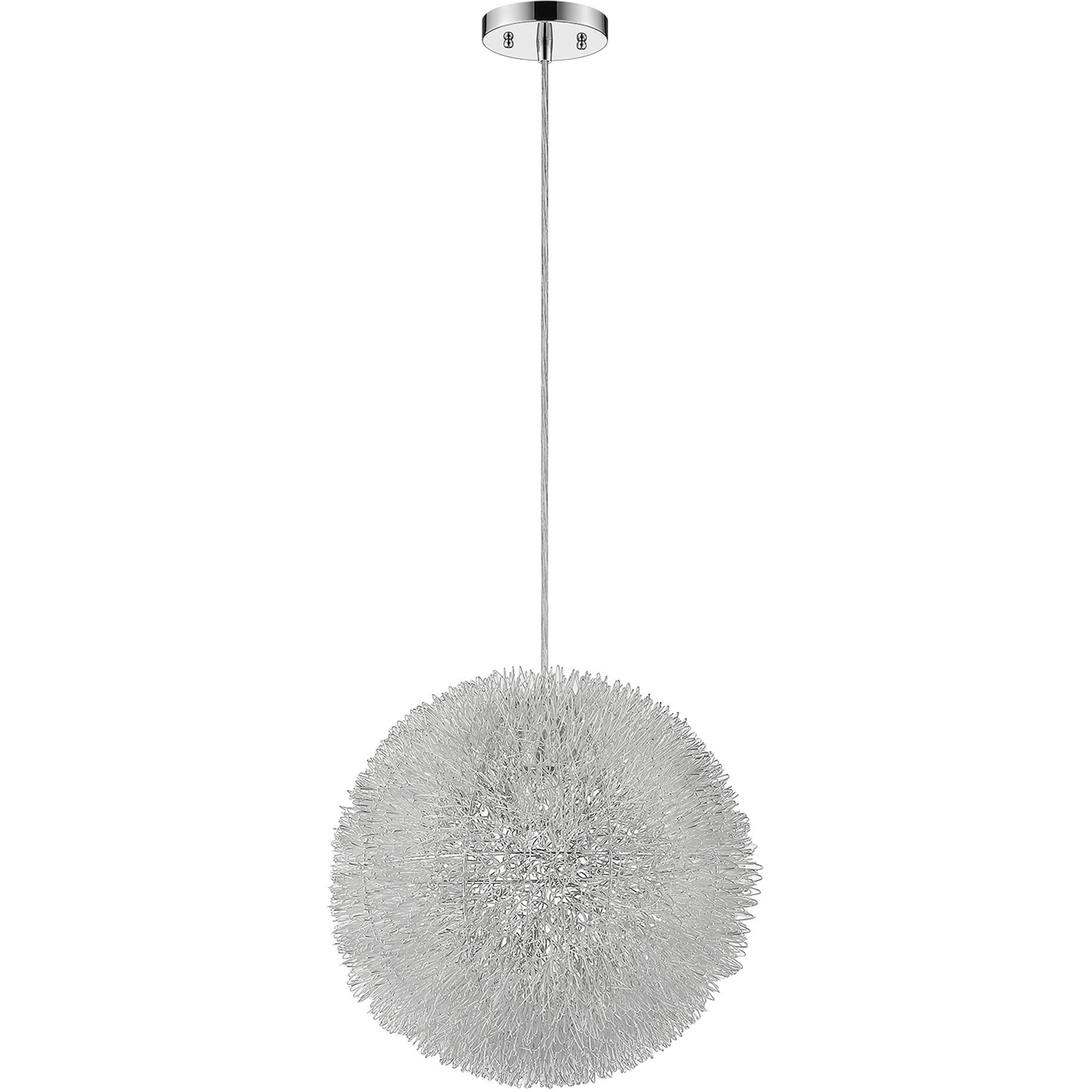 Luminary 1-Light Metallic Silver Pendant With Hand Woven Aluminum Wire Shade (12"")
