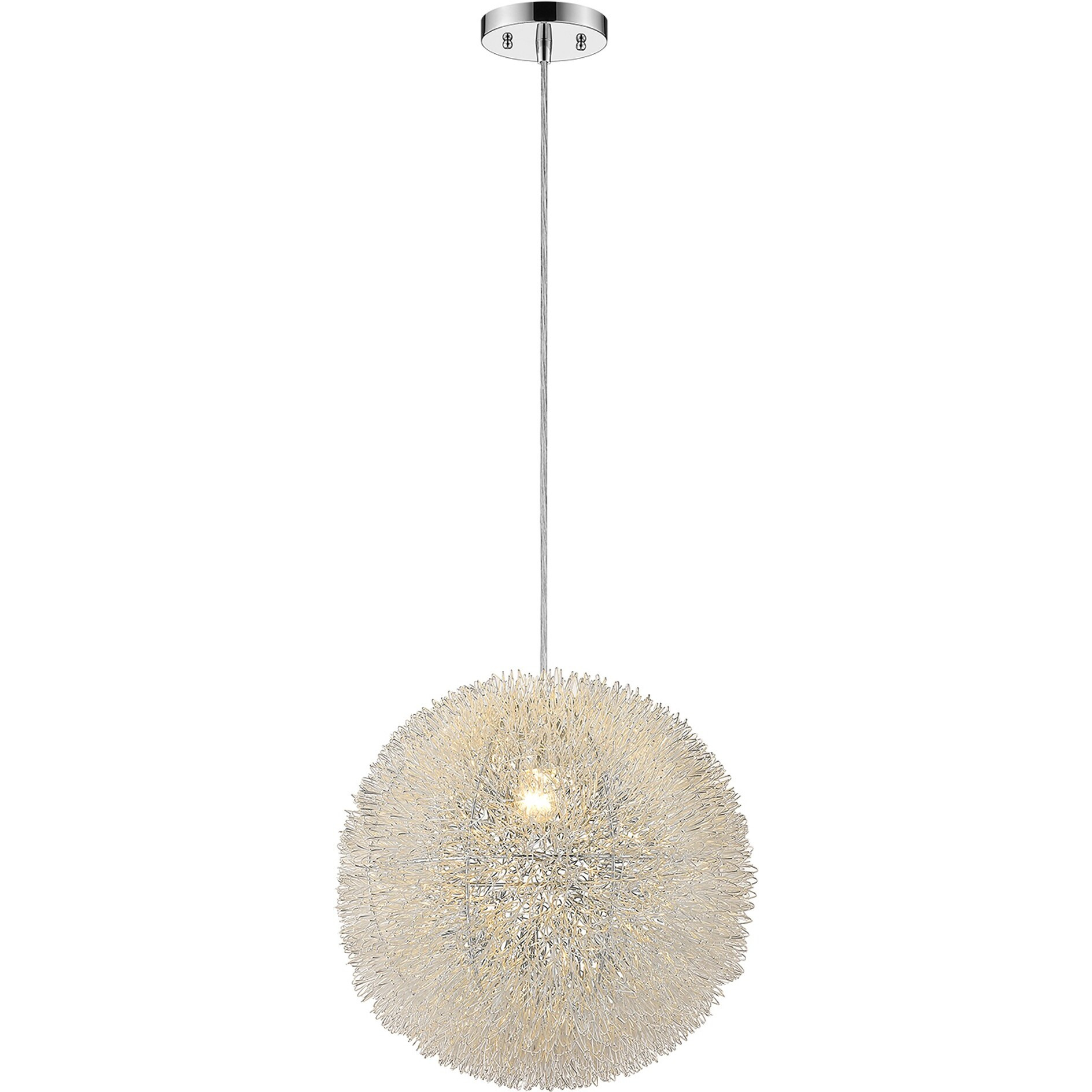 Luminary 1-Light Metallic Silver Pendant With Hand Woven Aluminum Wire Shade (12"")