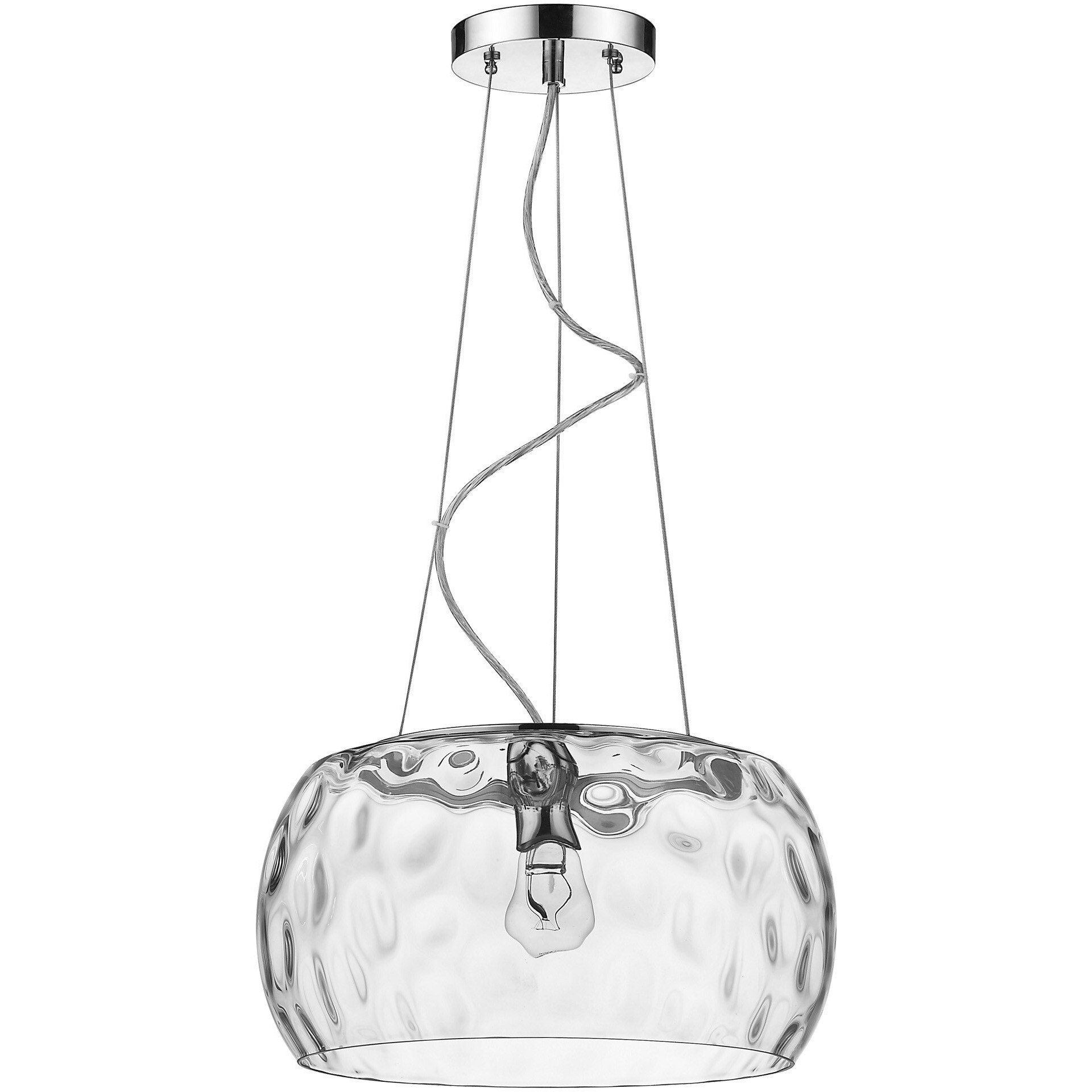 Mystere 1-Light Polished Chrome Pendant With Dimpled Glass Shade