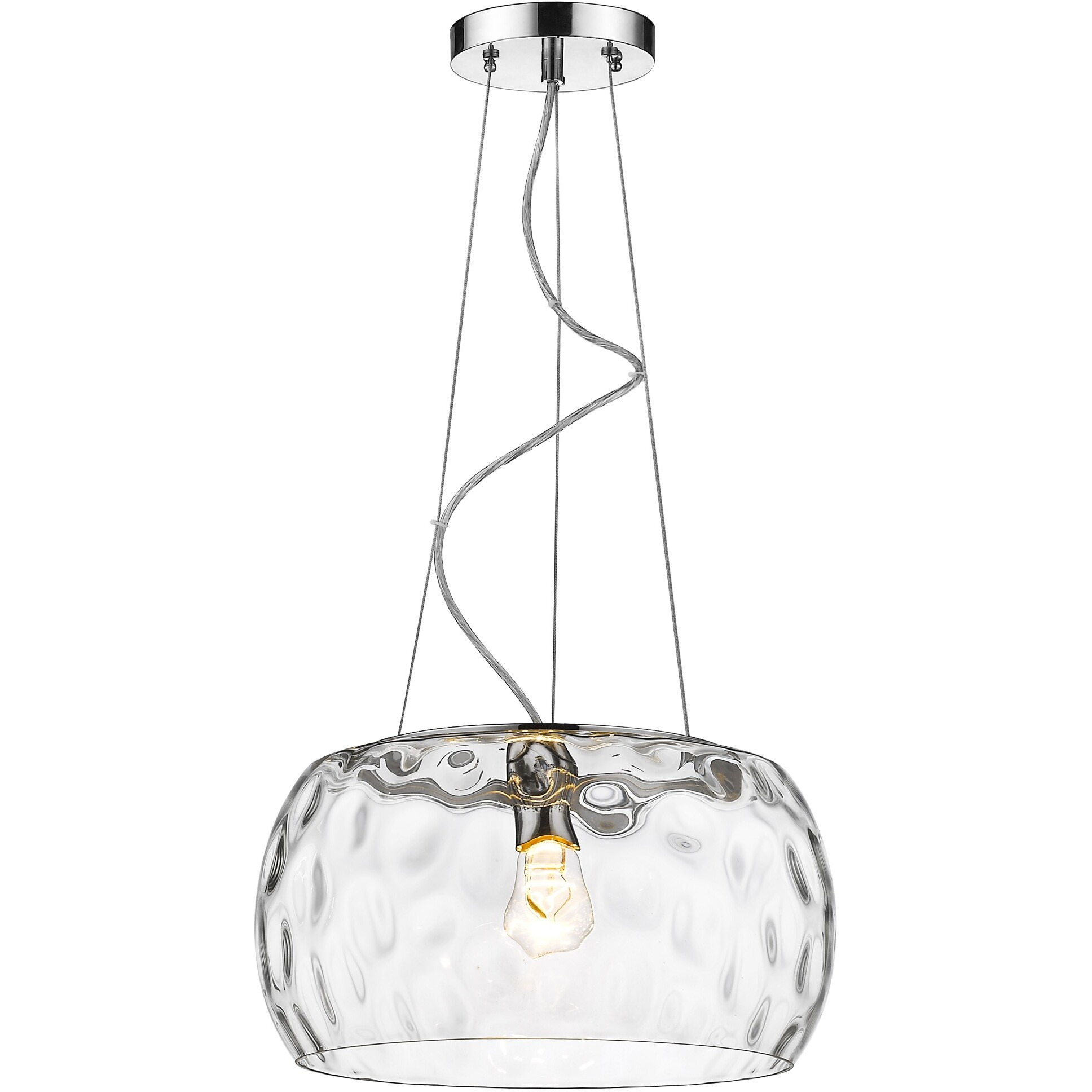 Mystere 1-Light Polished Chrome Pendant With Dimpled Glass Shade