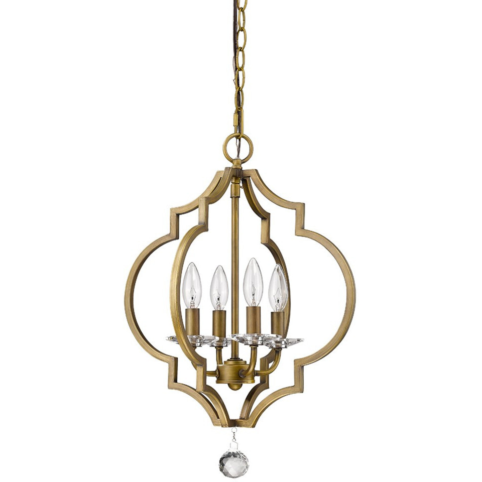 Peyton 4-Light Raw Brass Chandelier With Crystal Accents
