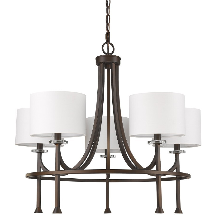 Kara 5-Light Oil-Rubbed Bronze Chandelier With Fabric Shades And Crystal Bobeches