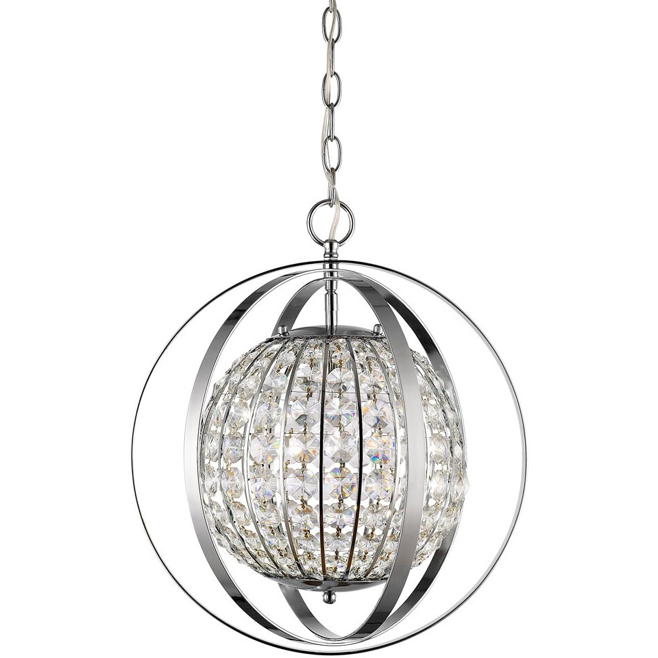 Olivia 1-Light Polished Nickel Crystal Globe Pendant