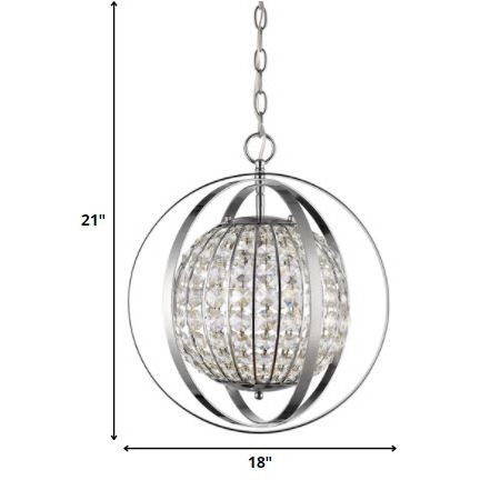 Olivia 1-Light Polished Nickel Crystal Globe Pendant