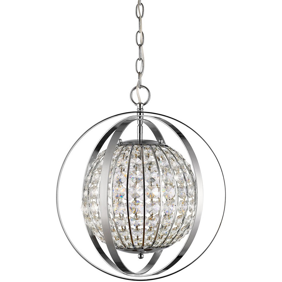 Olivia 1-Light Polished Nickel Crystal Globe Pendant