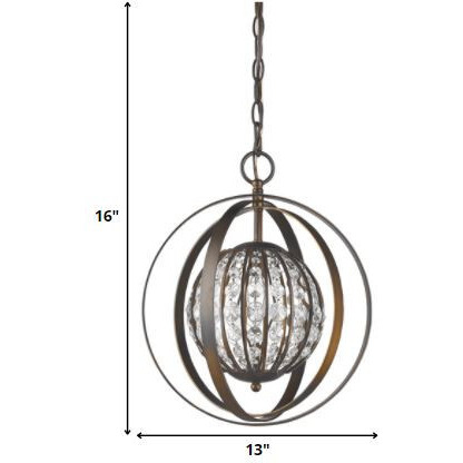 Olivia 1-Light Oil-Rubbed Bronze Crystal Globe Pendant