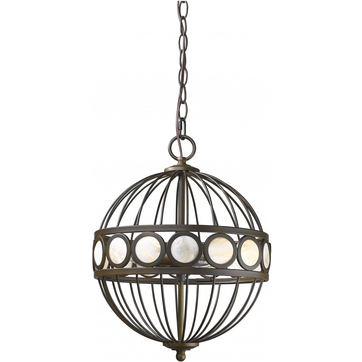 Aria 3-Light Oil-Rubbed Bronze Globe Pendant With Mother Of Pearl Accents