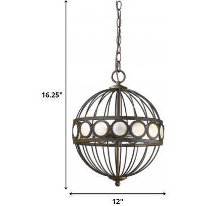 Aria 3-Light Oil-Rubbed Bronze Globe Pendant With Mother Of Pearl Accents
