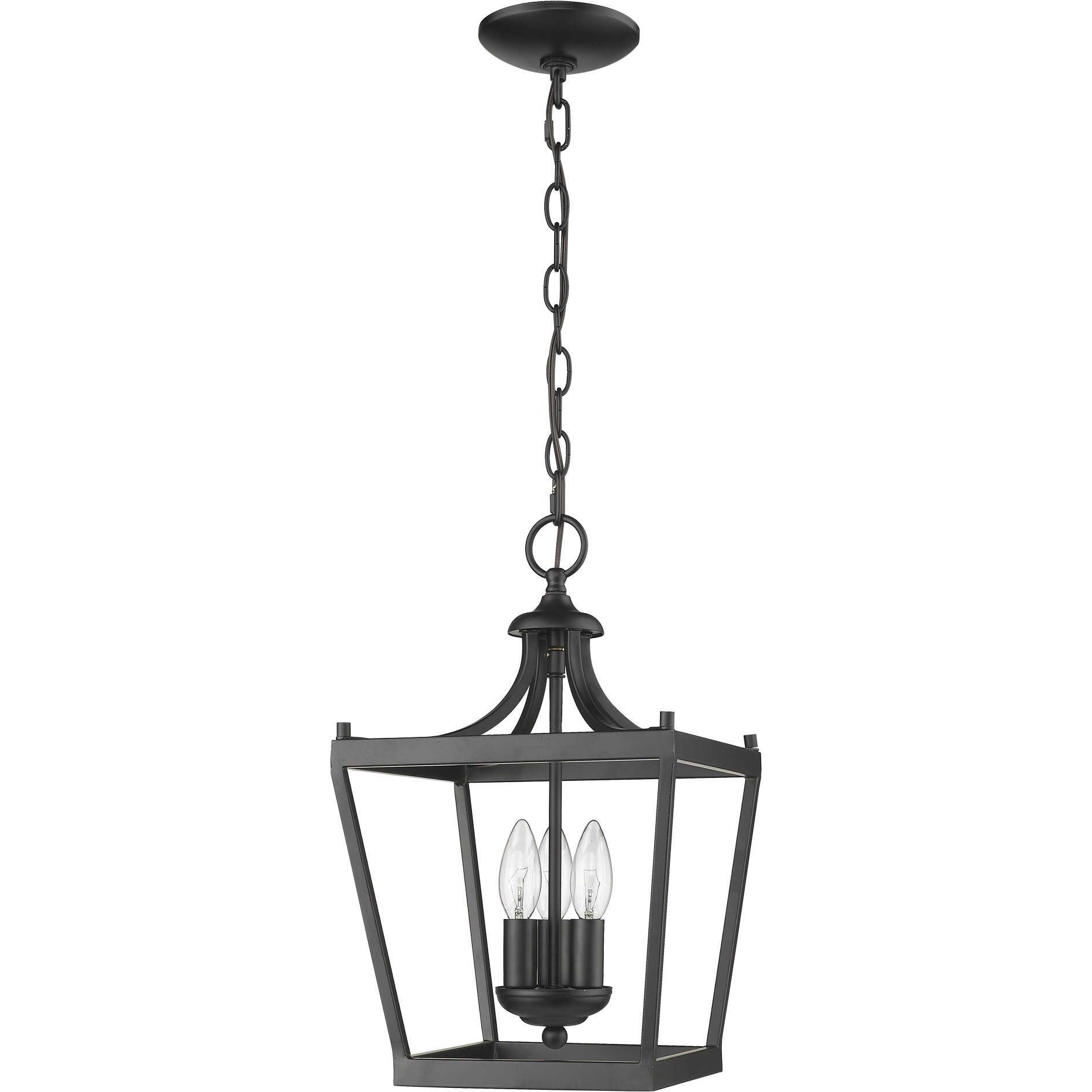 Vintage Black Metal Tapered Hanging Light