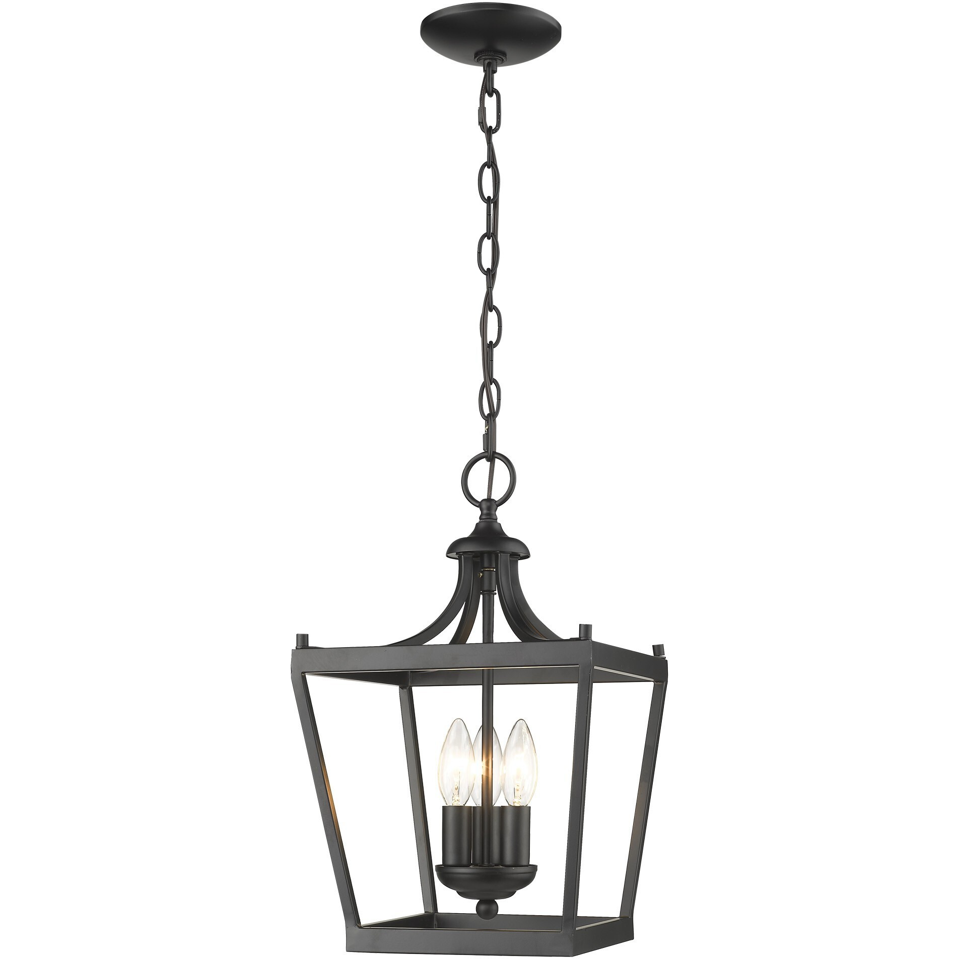 Vintage Black Metal Tapered Hanging Light