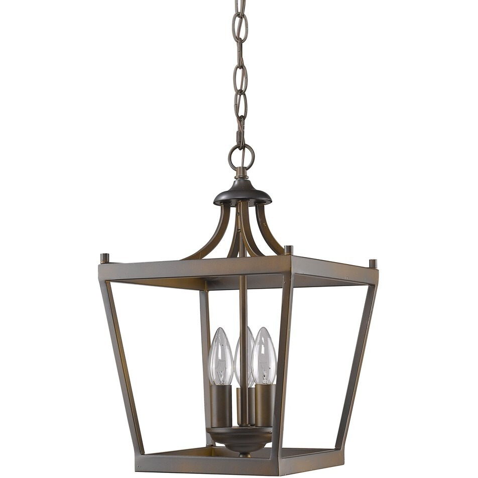 Vintage Brown Metal Tapered Hanging Light