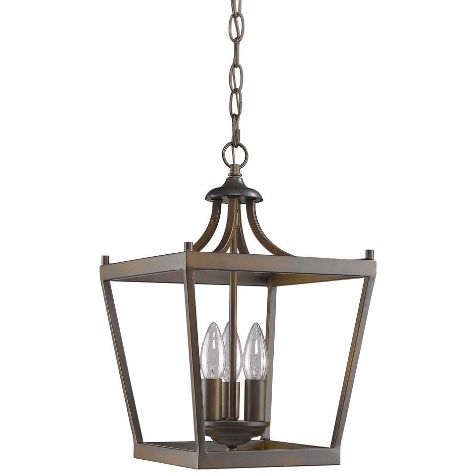 Vintage Brown Metal Tapered Hanging Light