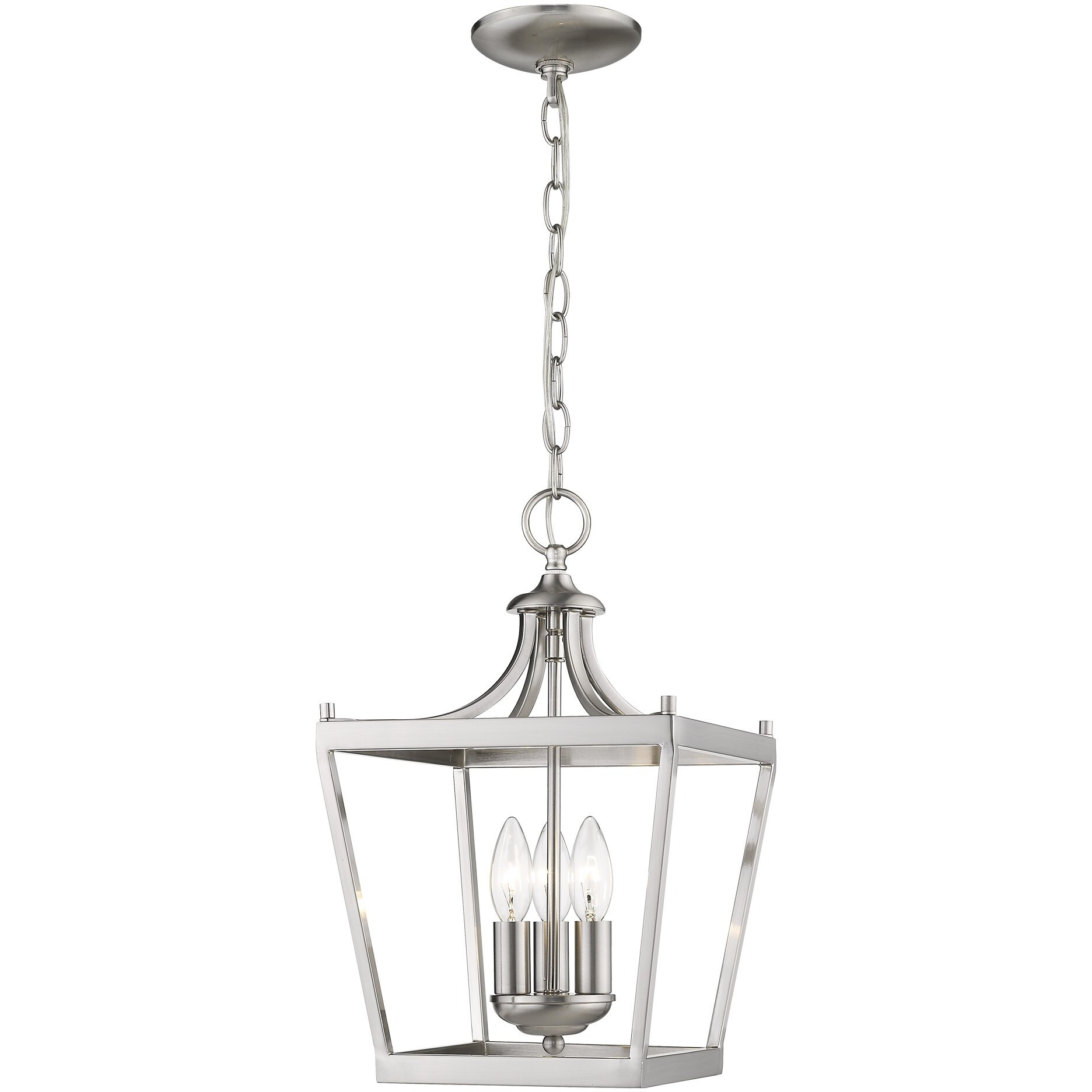 Vintage Silver Metal Tapered Hanging Light
