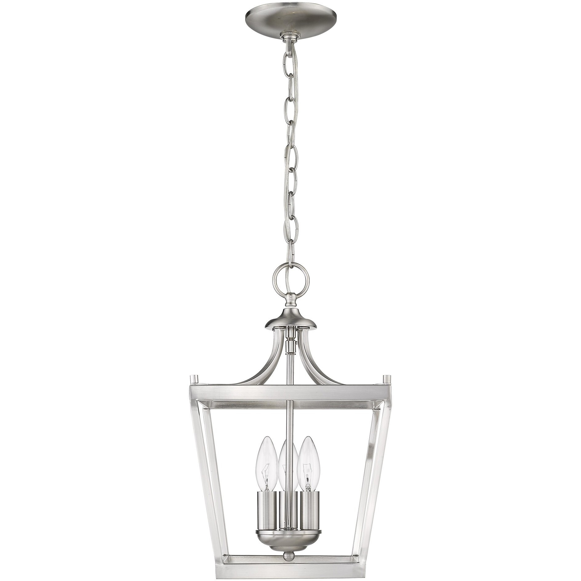 Vintage Silver Metal Tapered Hanging Light