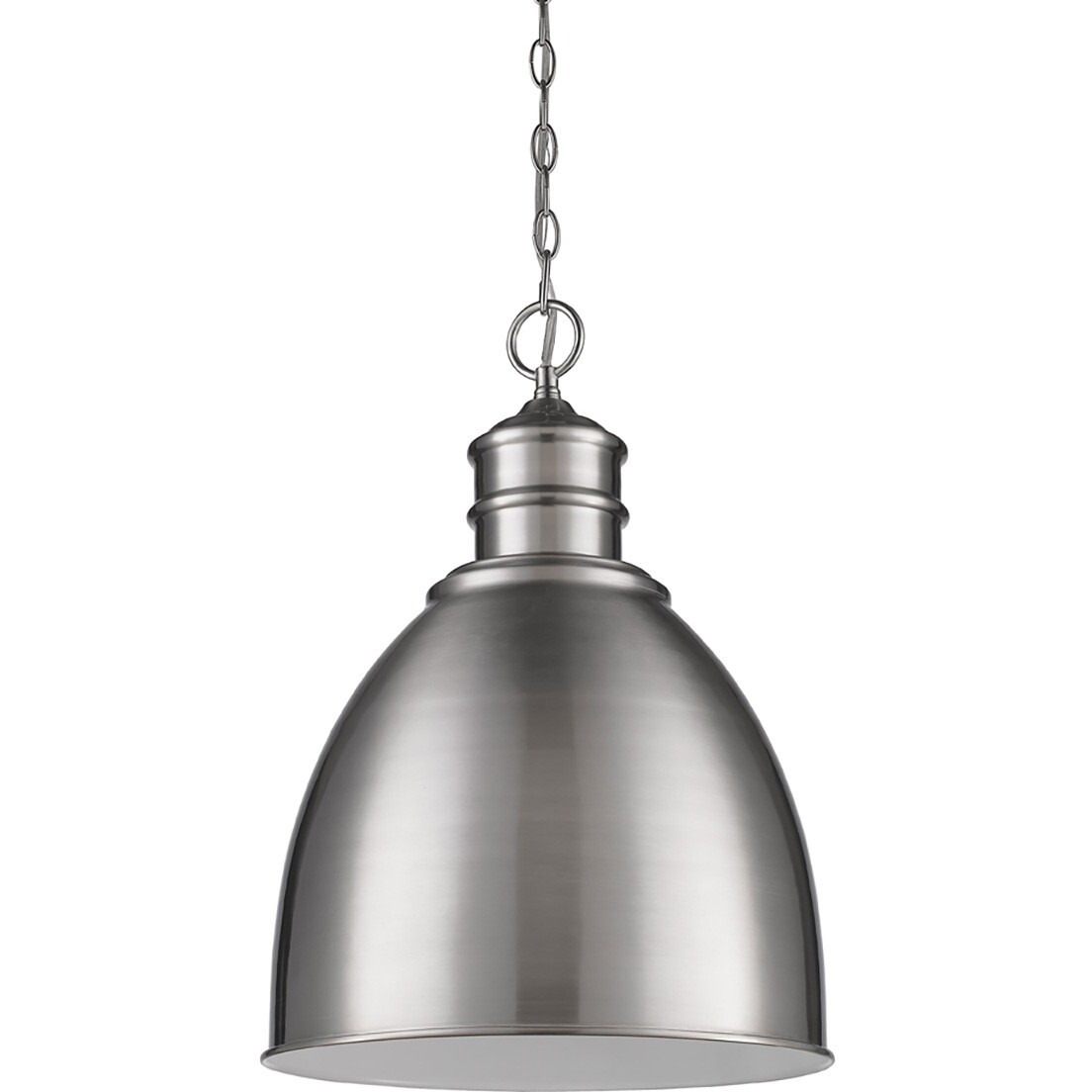 Colby 1-Light Satin Nickel Pendant With Gloss White Interior Shade