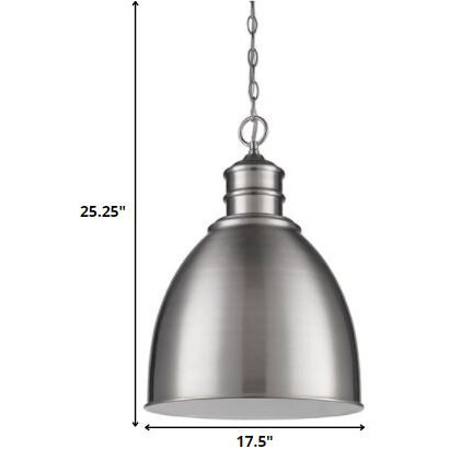 Colby 1-Light Satin Nickel Pendant With Gloss White Interior Shade
