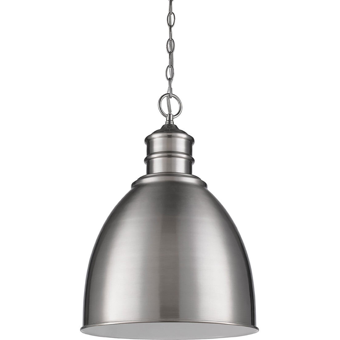 Colby 1-Light Satin Nickel Pendant With Gloss White Interior Shade