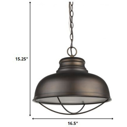 Ansen 1-Light Oil-Rubbed Bronze Pendant With Gloss White Interior Shade