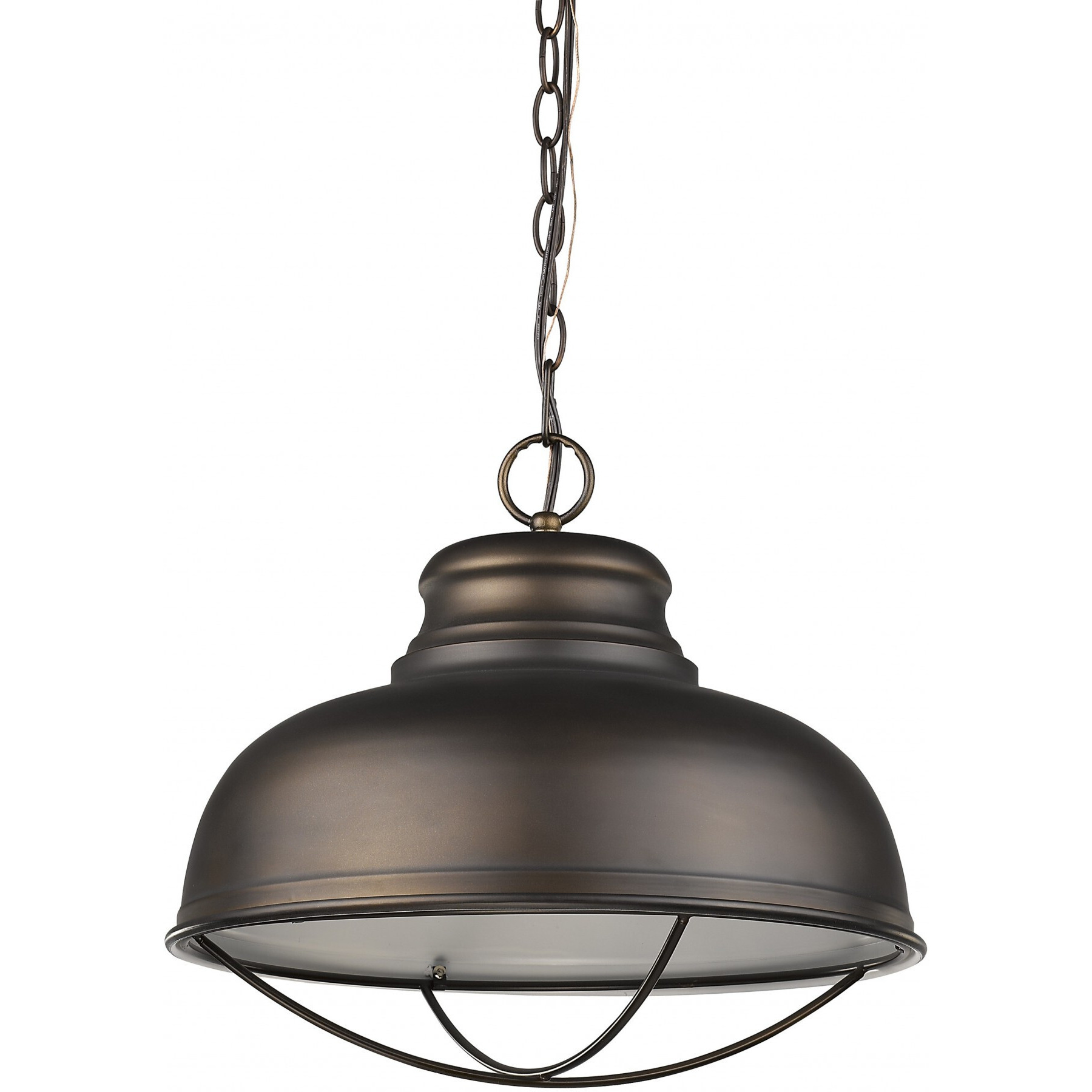 Ansen 1-Light Oil-Rubbed Bronze Pendant With Gloss White Interior Shade